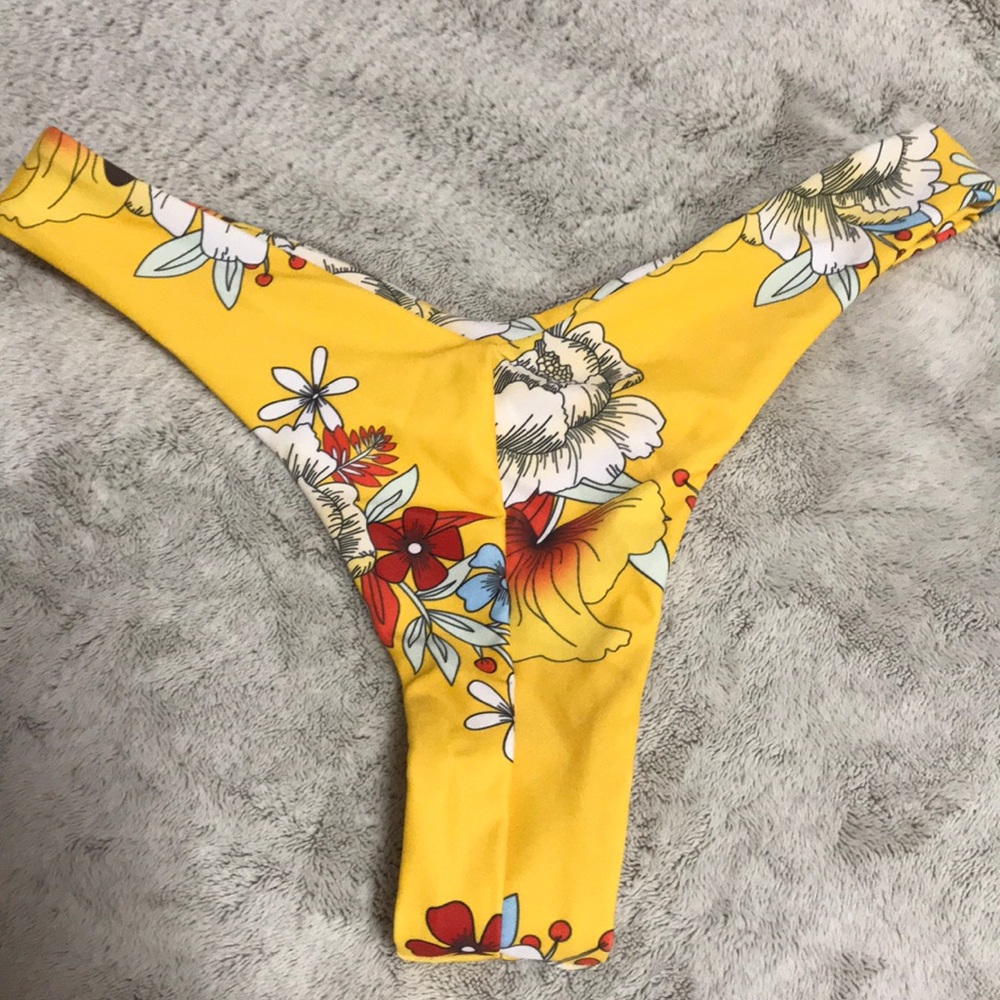 Yellow flower print bikini bottom